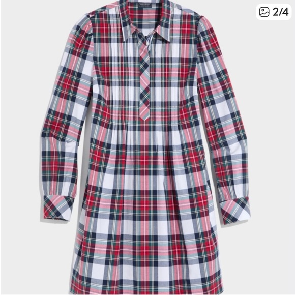 Vineyard Vines Plaid Poplin Popover Dress XL - Picture 2 of 5